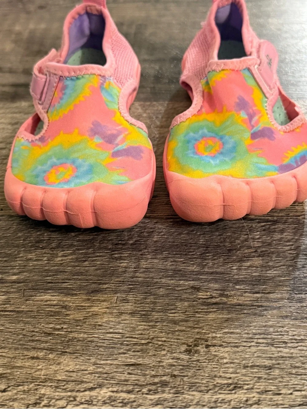 Newtz Toddler Girls Pink Tie Dye Water Shoes Size 7/8 Beach Pool Summer Pastel